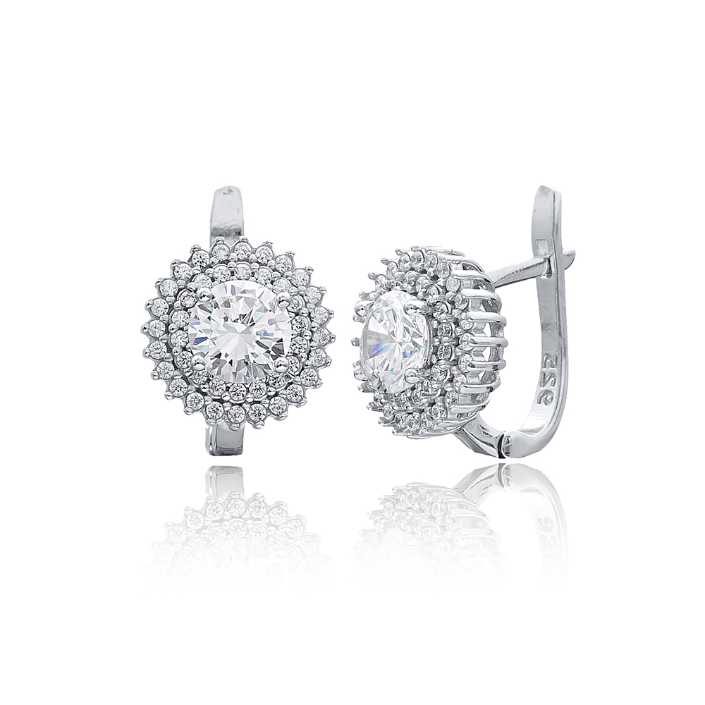 Silver Diamond Style Dainty Earring Wholesale Handmade Turkish Sterling Silver Jewelry