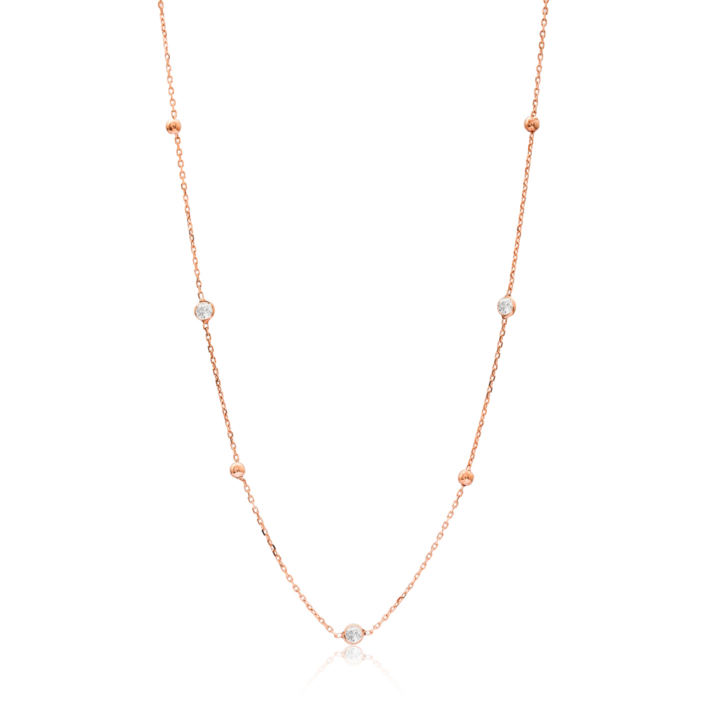 Rose Gold Plated Zircon Wholesale Handcrafted 925 Silver Necklace