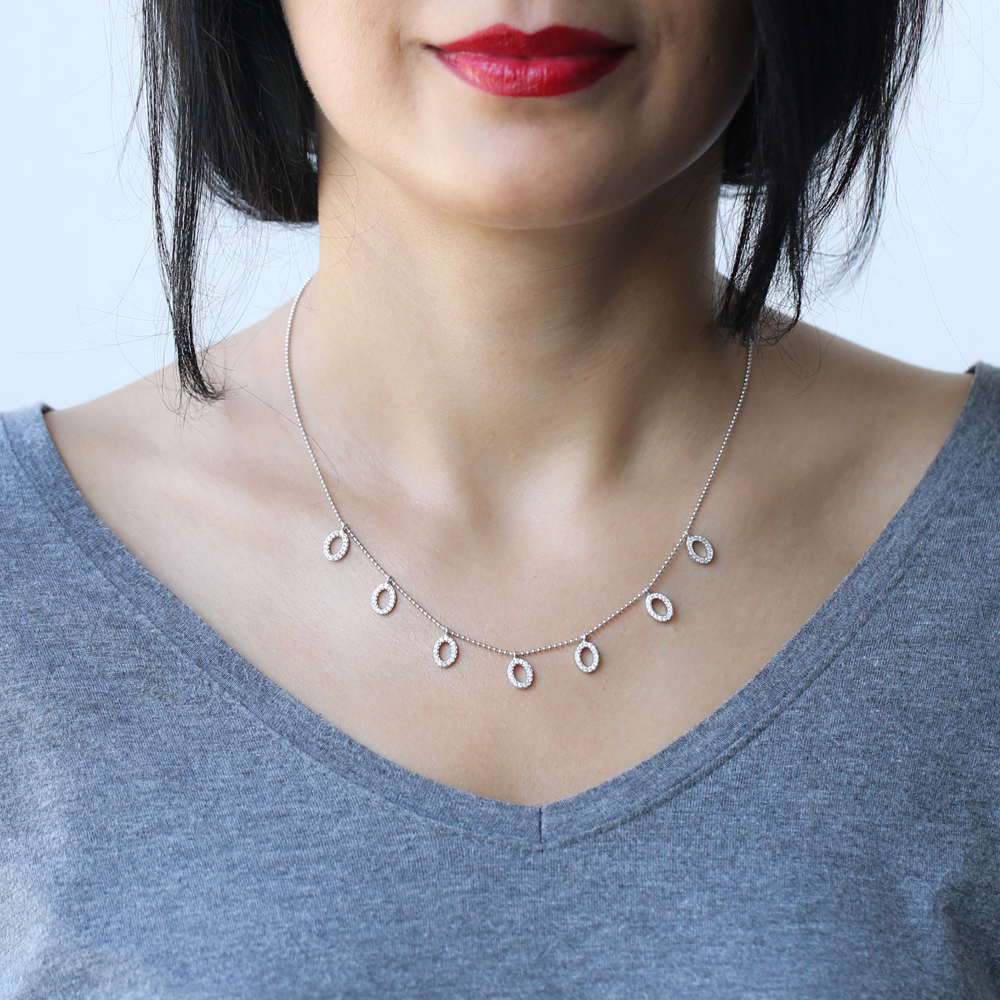 Minimalist Design Turkish Wholesale Silver Zirconia Stone Necklace