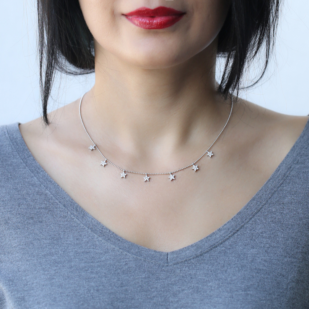 Minimalist Star Design Shaker Turkish Wholesale Silver Necklace Jewelry