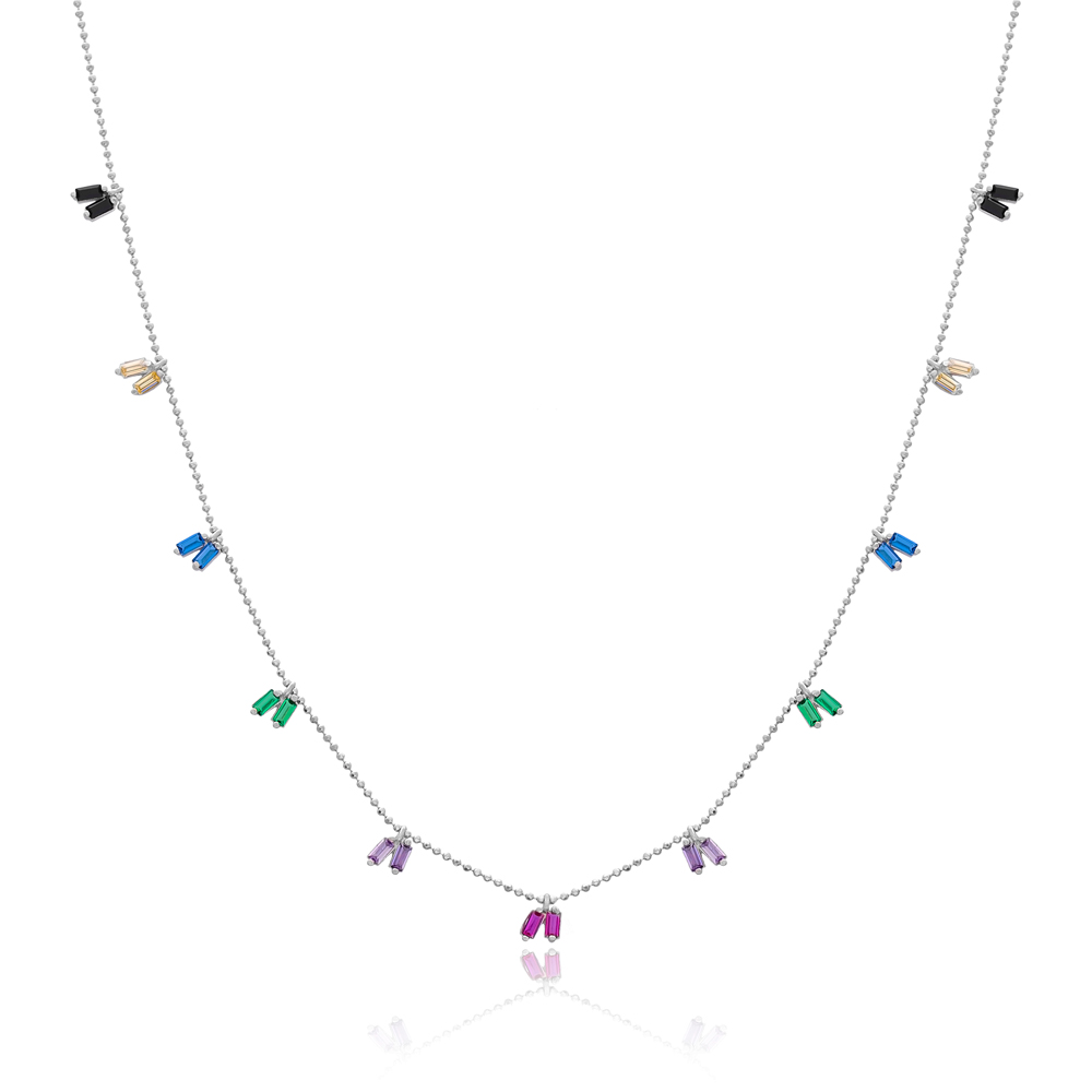 Minimalist Colorful Design Turkish Wholesale Handcrafted 925 Silver Necklace