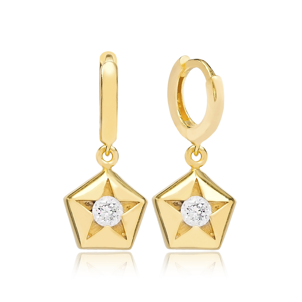 Star Dangle Earring Turkish Wholesale Handmade 925 Sterling Silver Jewelry