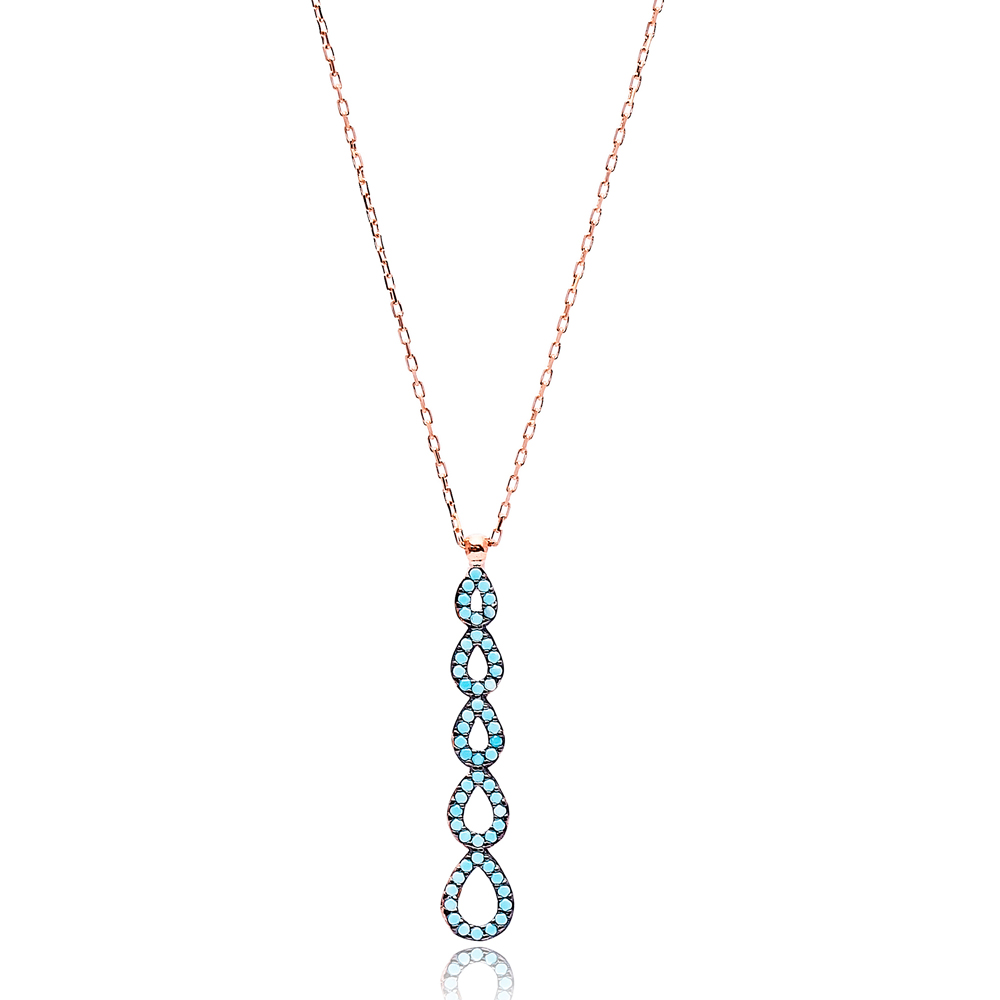 Nano Turquoise Drop Design Turkish Wholesale Silver Pendant