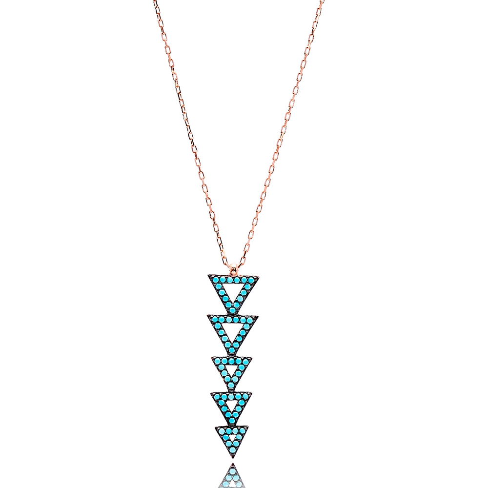 Nano Turquoise Triangle Shape Turkish Wholesale Silver Pendant