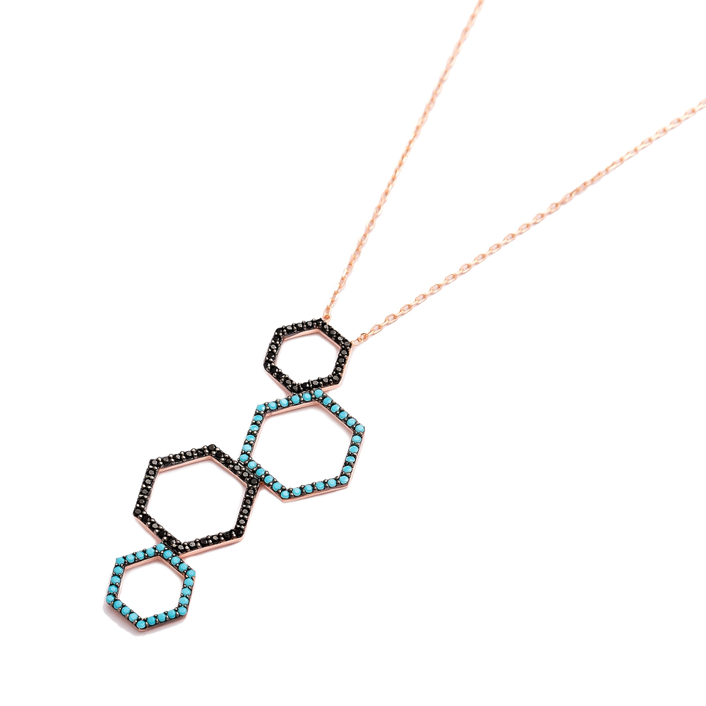 Hexagon Design Turkish Wholesale Sterling Silver Pendant Jewelry