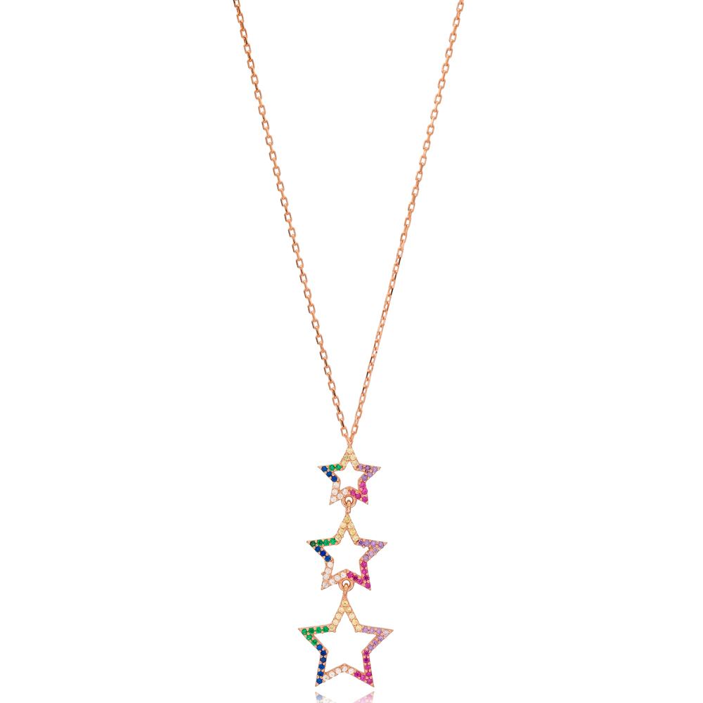 Colorful Star Charm Wholesale Handcrafted 925 Sterling Silver Necklace