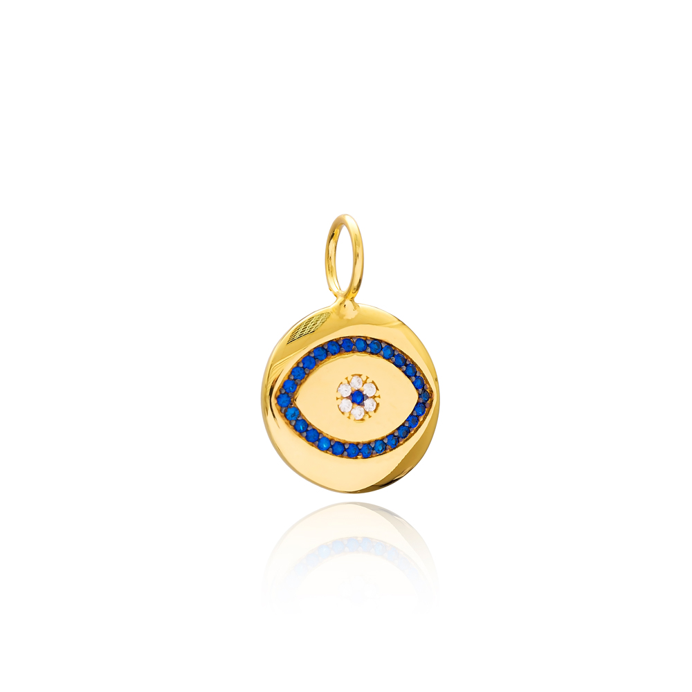 Evil Eye Charm Wholesale Handmade Turkish 925 Silver Sterling Jewelry With Hole Ø7 mm