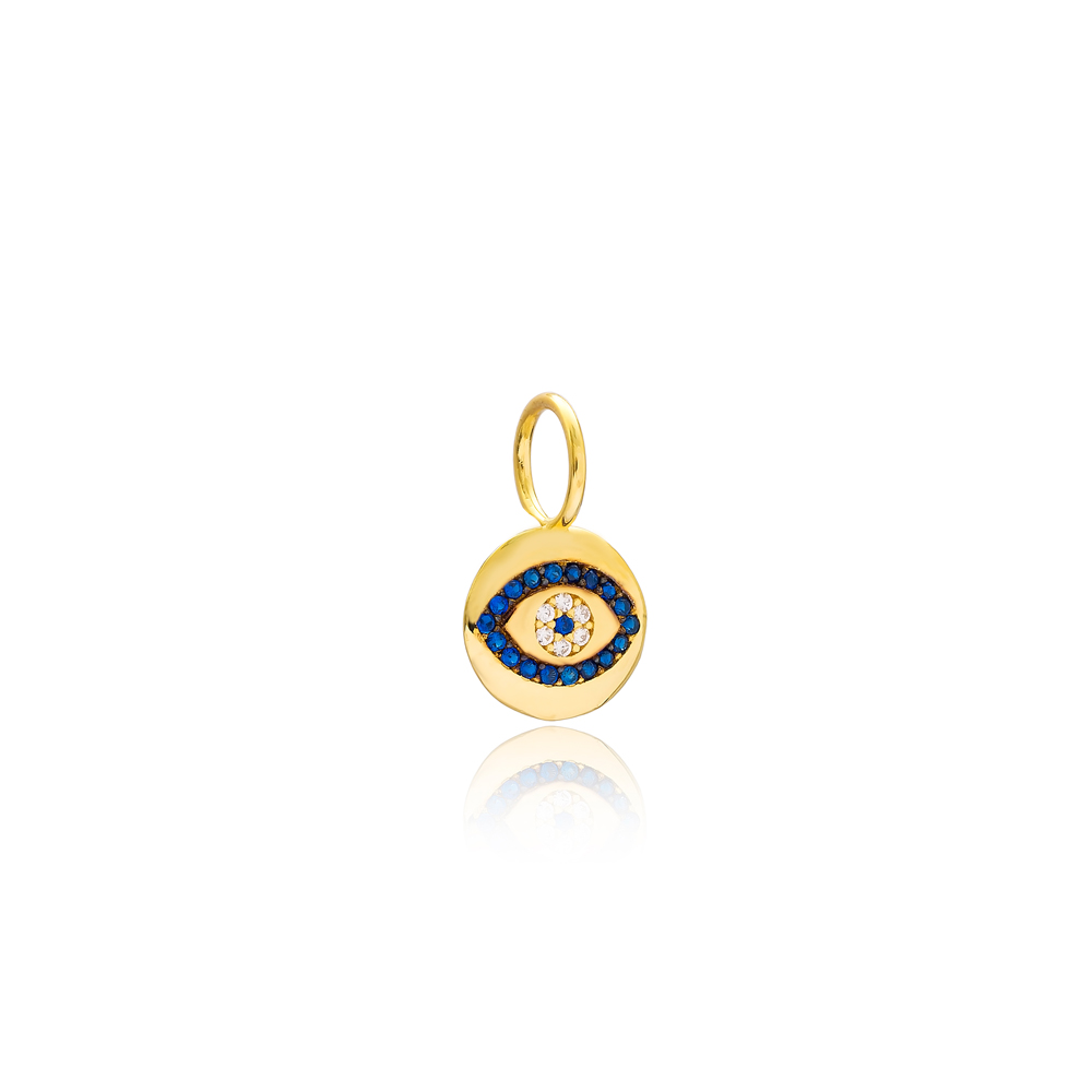 Evil Eye Charm Wholesale Handmade Turkish 925 Silver Sterling Jewelry With Hole Ø7 mm