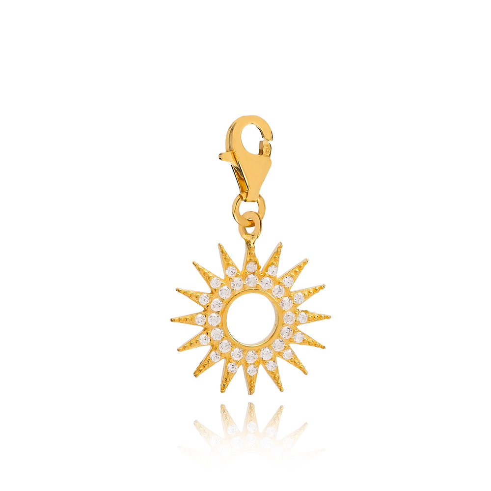 Hollow Sun Shape Charm Wholesale Handmade Turkish 925 Silver Sterling Jewelry