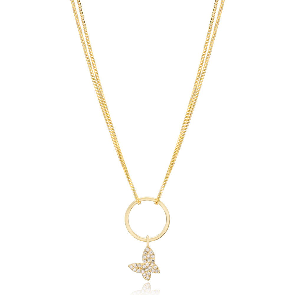 Hollow Butterfly Design Choker Pendant 925 Sterling Silver Turkish Wholesale Jewelry
