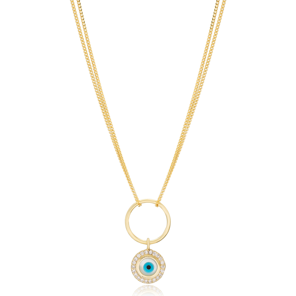 Evil Eye Design Hollow Choker Necklace Handmade 925 Sterling Silver Turkish Wholesale Jewelry