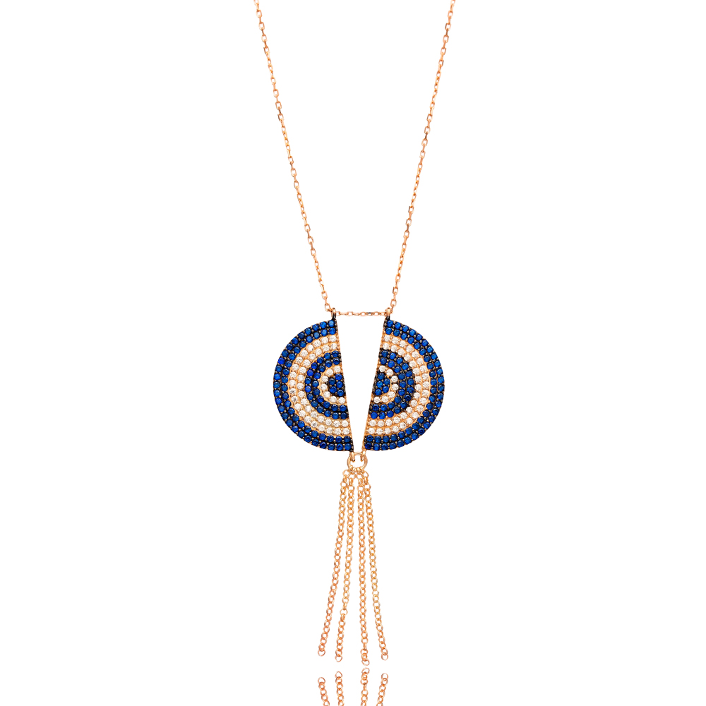 Tassel Evil Eye Turkish Wholesale Silver Round Pendant