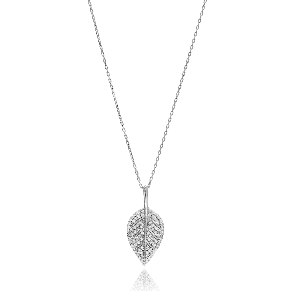 Dainty Leaf Design Silver Pendant Wholesale Turkish 925 Silver Sterling Necklace