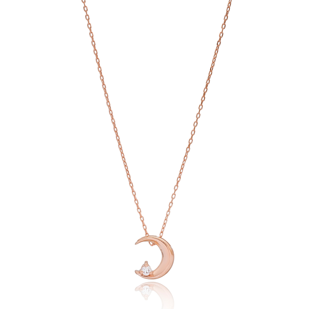Crescent Moon Design Silver Necklace Wholesale Turkish 925 Silver Sterling Jewelry