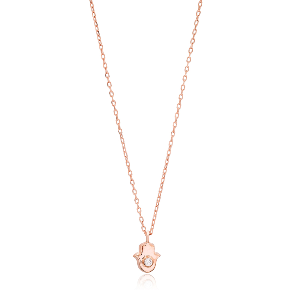 Minimalist Hamsa Design Necklace Turkish Wholesale 925 Sterling Silver Pendant Jewelry