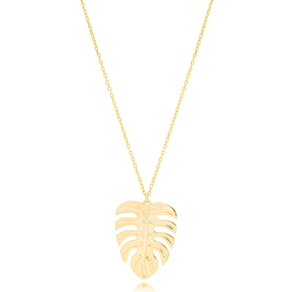 Monstera Leaf Design Silver Necklace Wholesale Turkish 925 Silver Sterling Jewelry