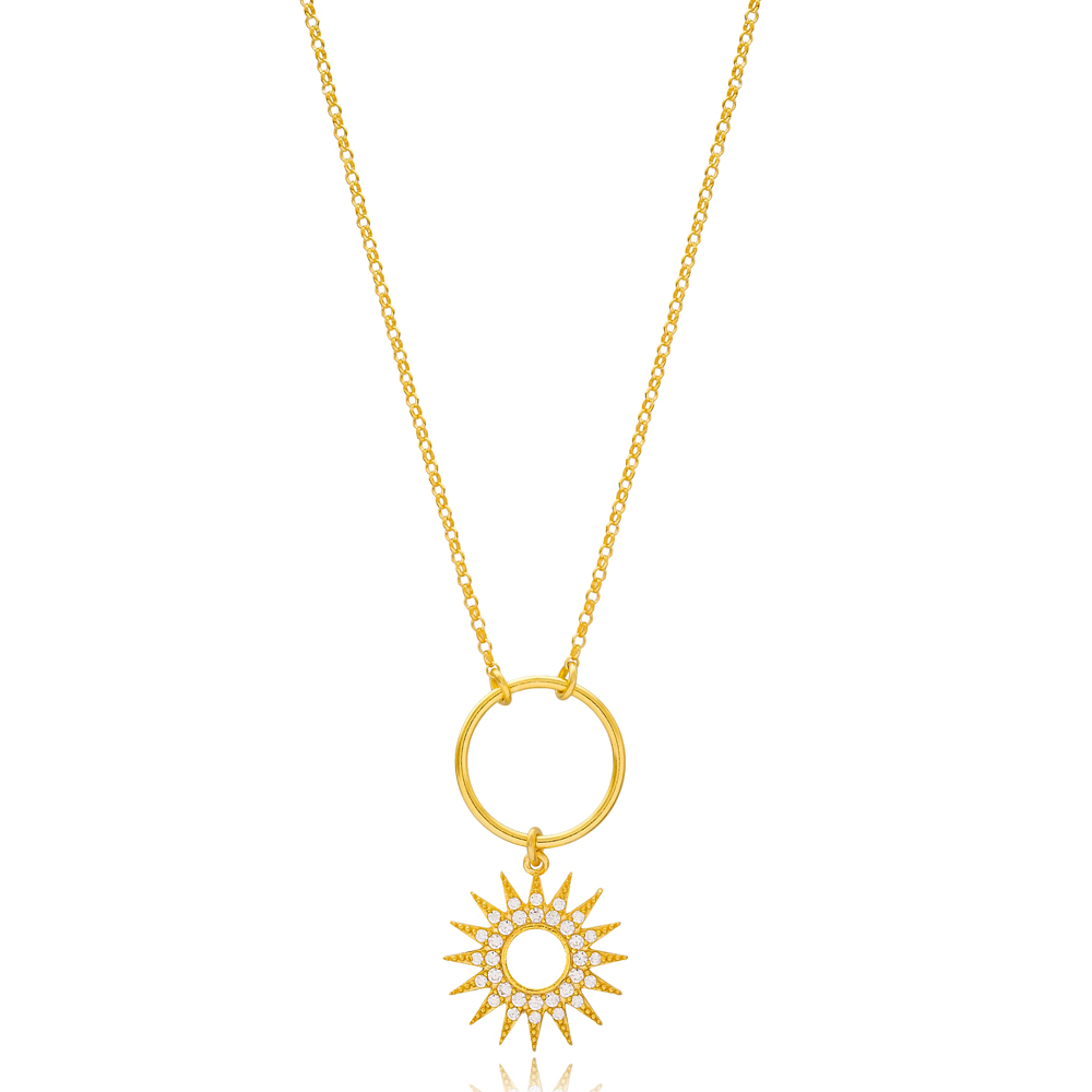 Sun Design Hollow Pendant Turkish Wholesale 925 Sterling Silver Jewelry