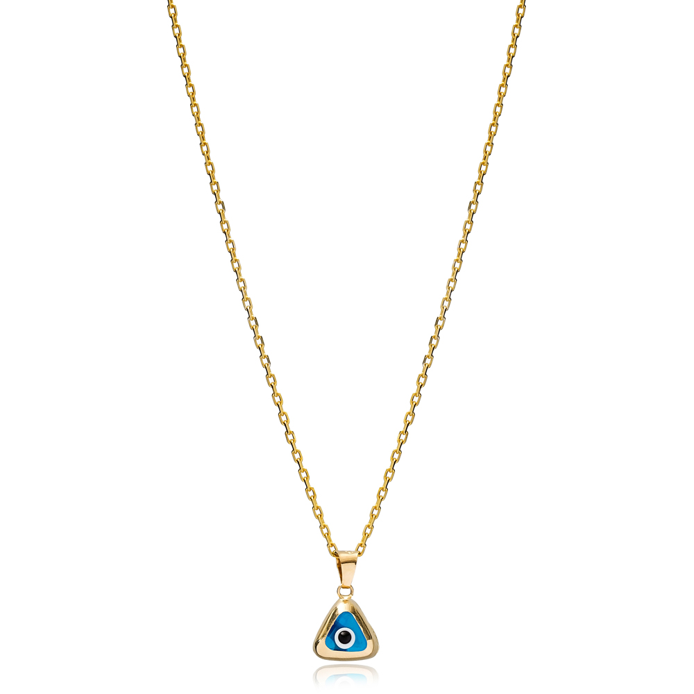 Triangle Shape Evil Eye Charm Necklace Wholesale Turkish 925 Sterling Silver Jewelry