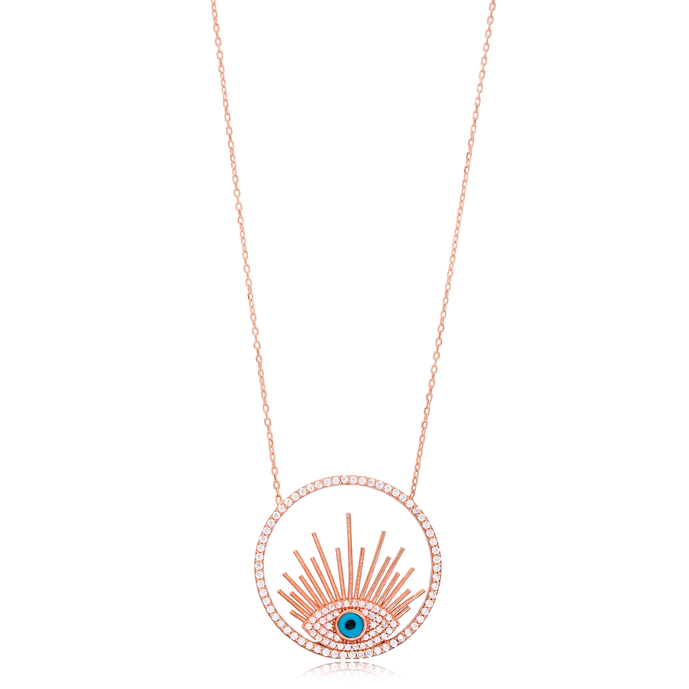 Evil Eye Design Round Shape Wholesale Handmade 925 Silver Sterling Necklace