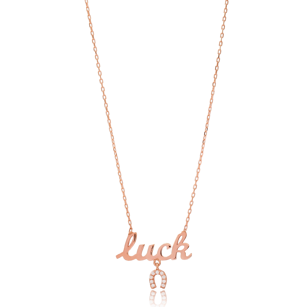 Luck Letter Horseshoe Charm Design Turkish Wholesale Handmade 925 Silver Sterling Necklace