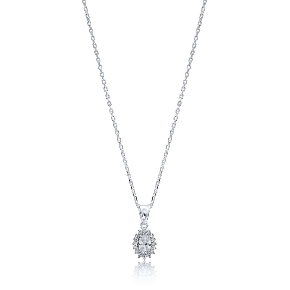 Dainty Design Zircon Fashion Necklace Wholesale Handmade 925 Sterling Silver Pendant