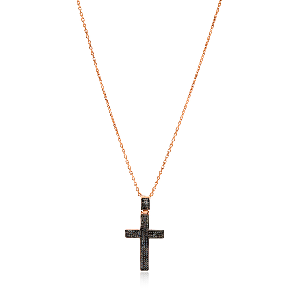 Cross Pave Zircon Design Pendant Turkish Wholesale 925 Sterling Silver