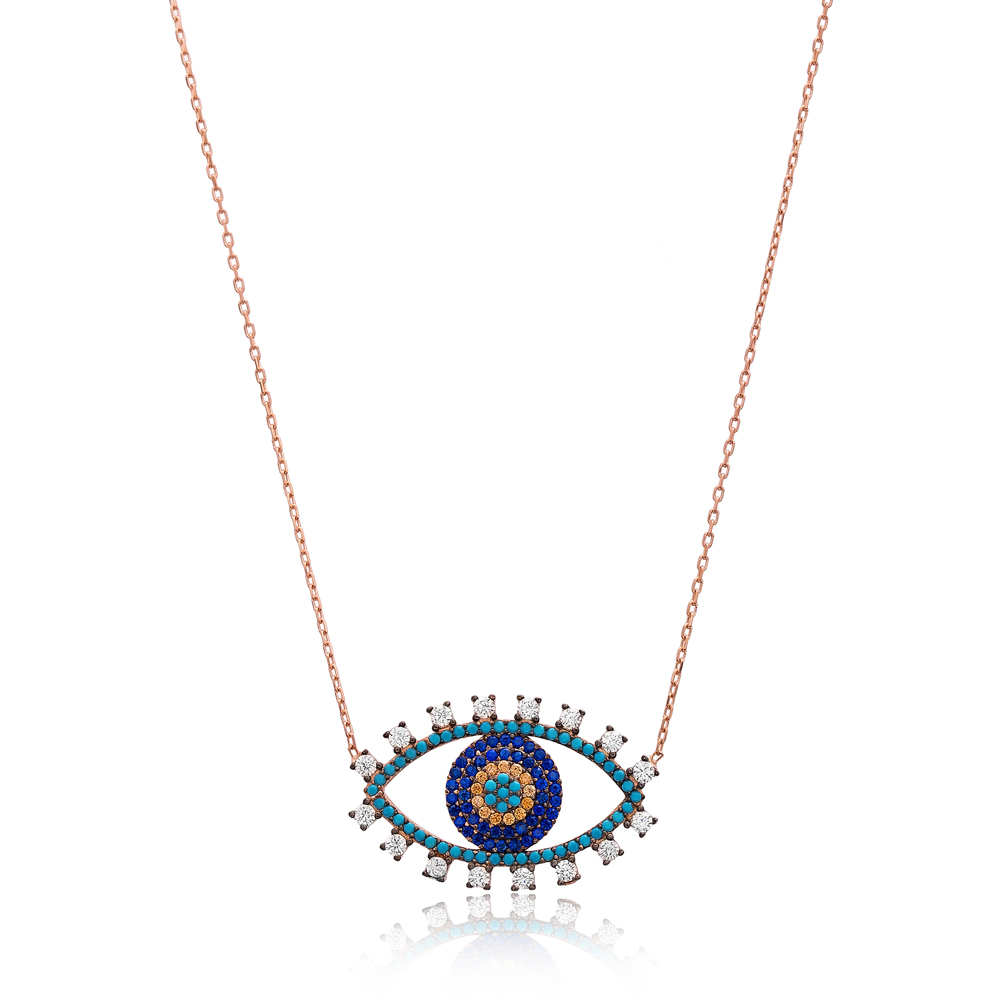 Silver Evil Eye Pendant In Turkish Wholesale 925 Sterling Silver