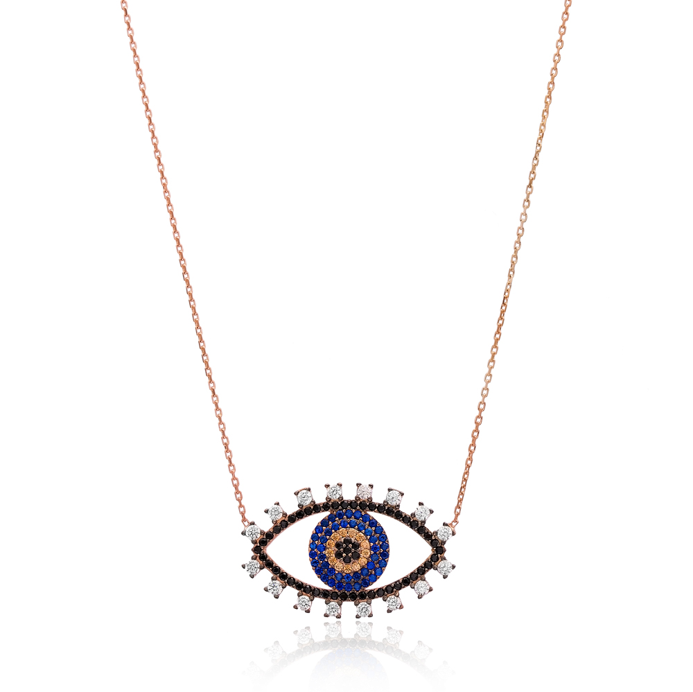 Silver Evil Eye Pendant In Turkish Wholesale 925 Sterling Silver