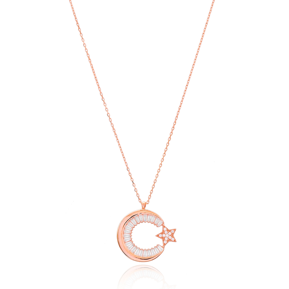 Crescent Moon And Star Design Wholesale Handcrafted 925 Silver Sterling Pendant