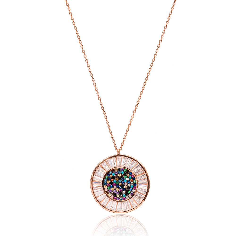 Rainbow Round Pendant In Turkish Wholesale 925 Sterling Silver