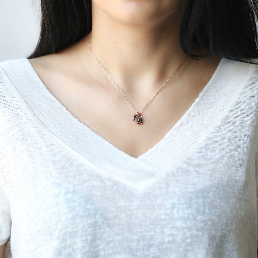 Key and Lock Design Pendant, Wholesale Handmade Turkish Sterling Silver Pendant