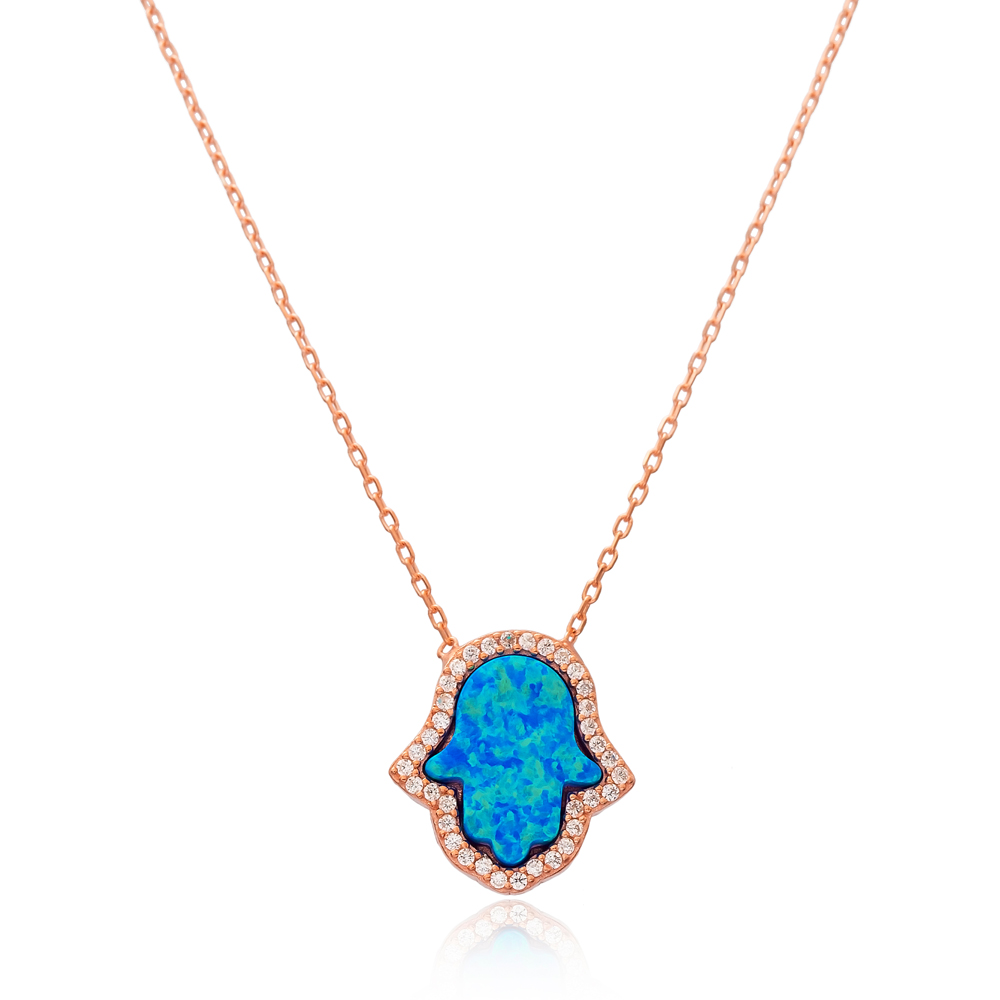 Opal Hamsa Pendant In Turkish Wholesale 925 Sterling Silver Pendant