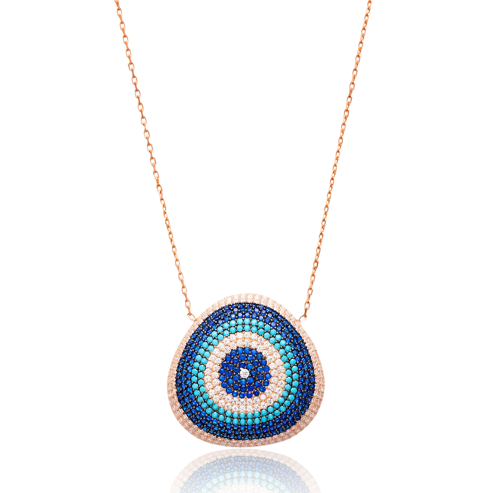 Evil Eye Convex Pendant Turkish Wholesale Sterling Silver Jewelry