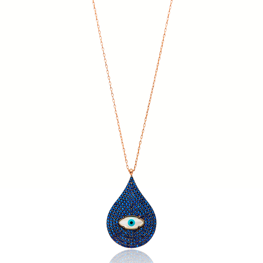 Evil Eye Pear Pendant Turkish Wholesale Sterling Silver Jewelry