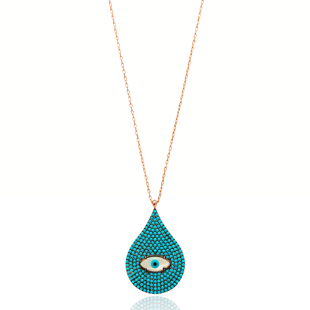 Evil Eye Pear Pendant Turkish Wholesale Sterling Silver Jewelry