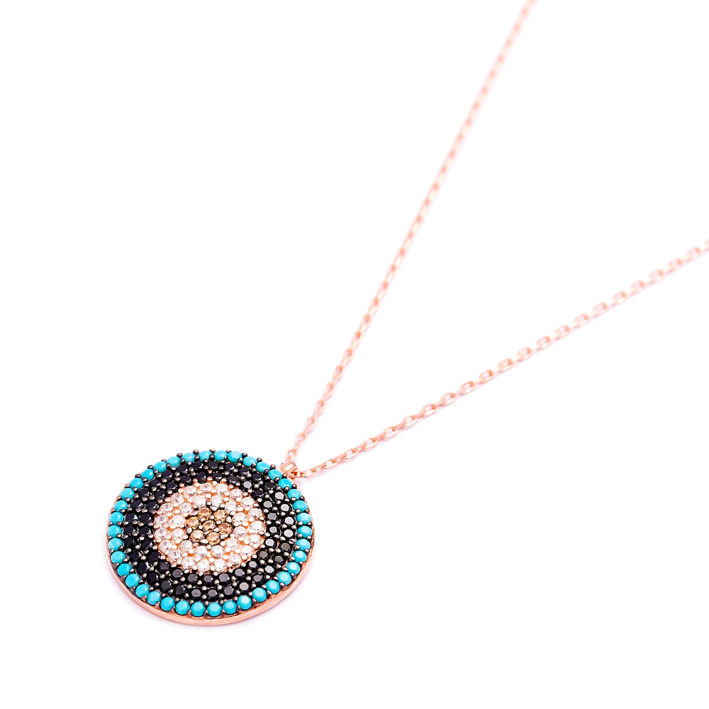 Evil Eye Round Pendant Turkish Wholesale Sterling Silver Jewelry