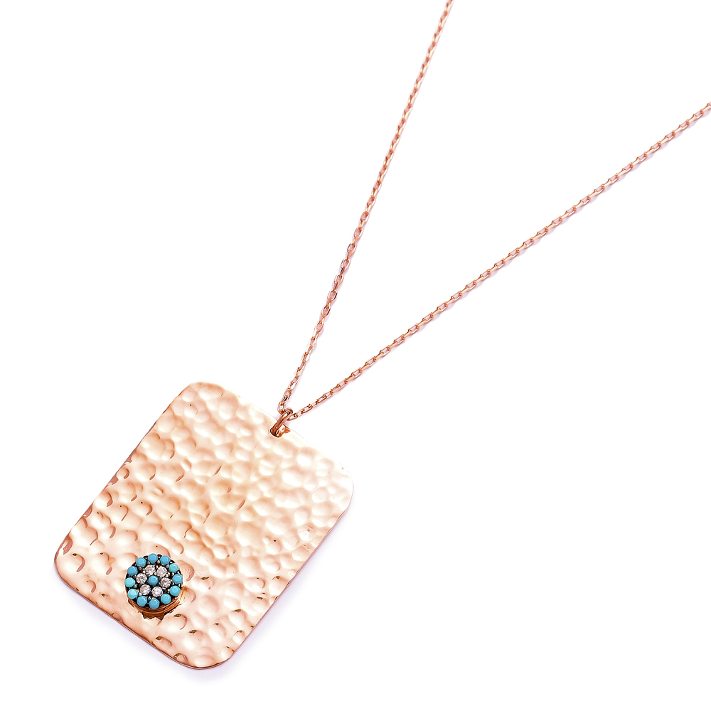 Simple Modern Hammered Pendant Turkish Wholesale Sterling Silver Jewelry