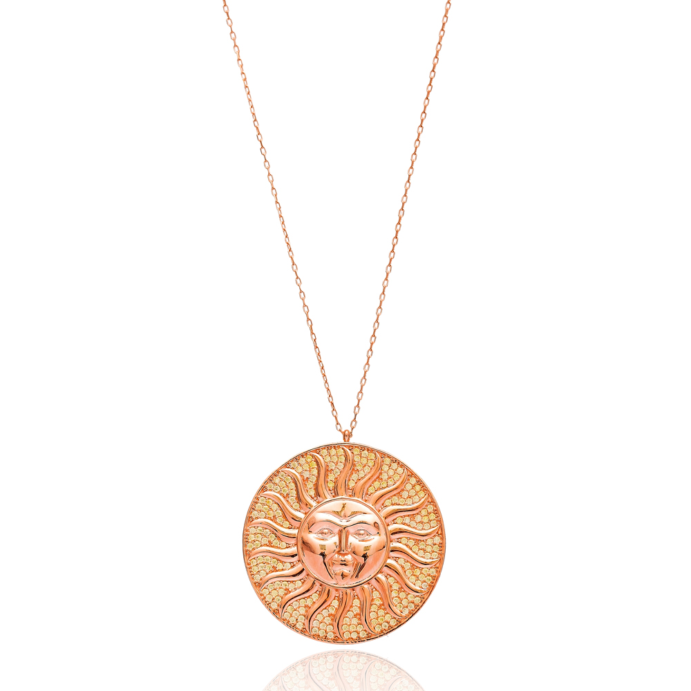 Sun Face Pendant In Turkish Wholesale 925 Sterling Silver