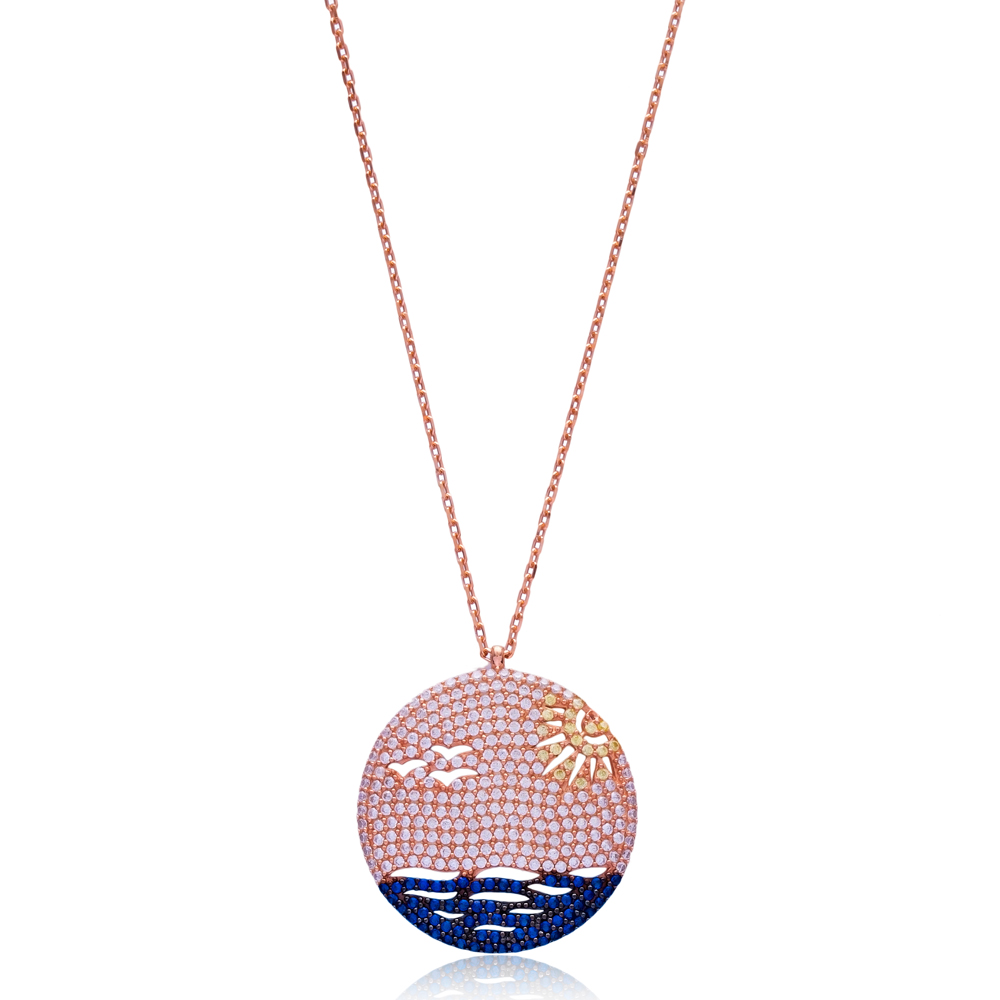 Seaside Round Pendant In Turkish Wholesale 925 Sterling Silver