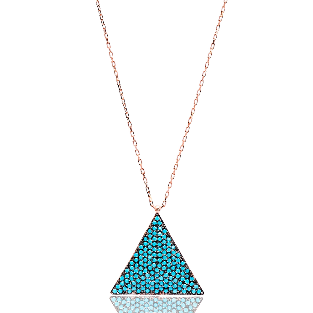 Nano Turquoise Triangle Shape Turkish Wholesale Silver Pendant