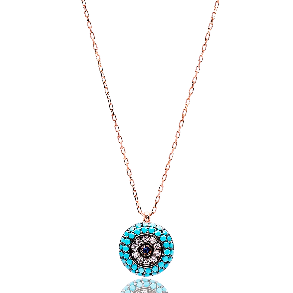 Nano Turquoise Evil Eye Turkish Wholesale Silver Pendant