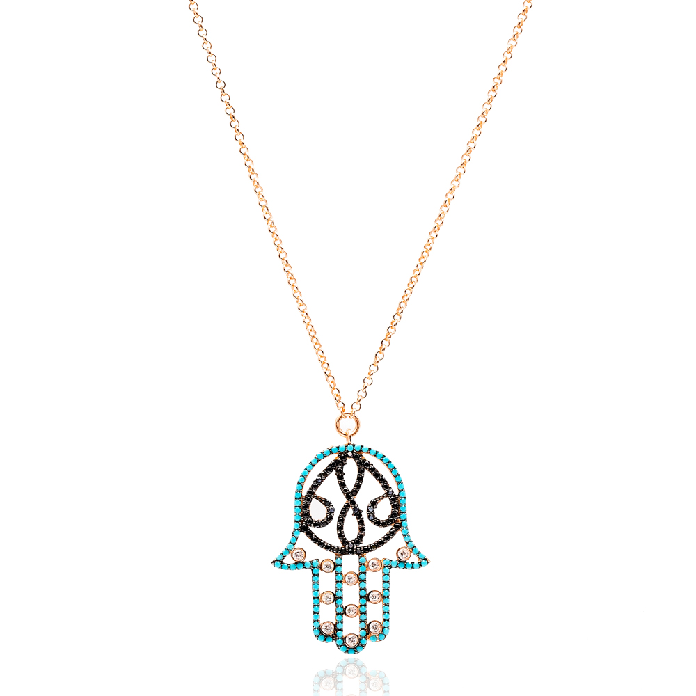 Hamsa Nano Turquoise Turkish Wholesale Sterling Silver Pendant