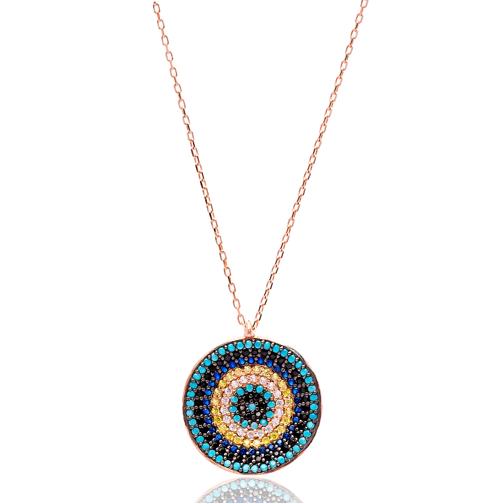 Round Turkish Wholesale 925 Sterling Silver Jewelry Evil Eye Pendant