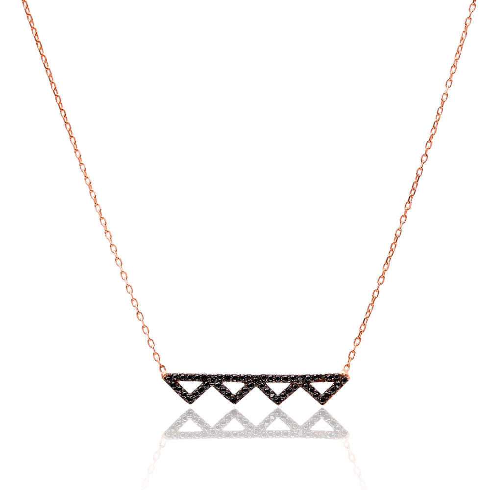 Row Of Triangle Shape Turkish Wholesale Handcrafted Silver Necklace