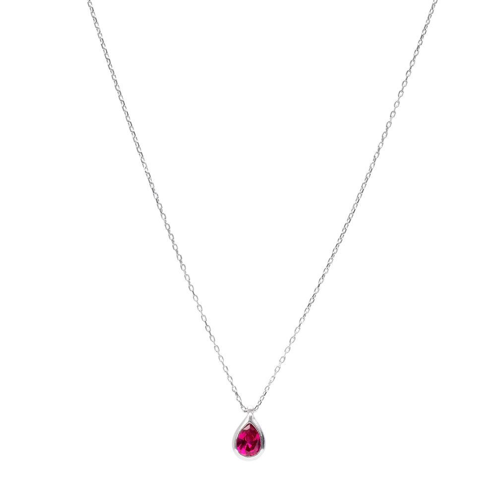Tear Drop Ruby Stone Necklace Wholesale 925 Silver Sterling Turkish Jewelry