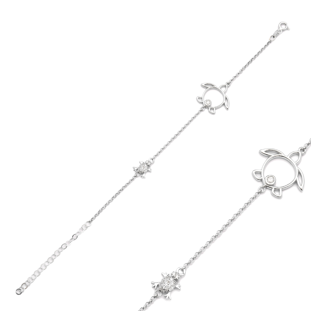 Turtle Charm Bracelet Wholesale Handcraft 925 Sterling Silver Jewelry