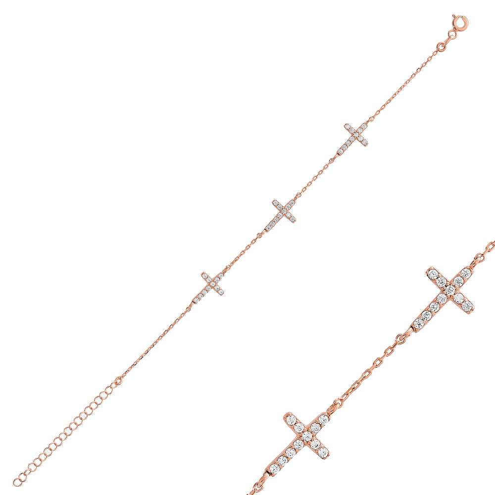 Trendy Cross Design Bracelet Wholesale Turkish 925 Sterling Silver Jewelry