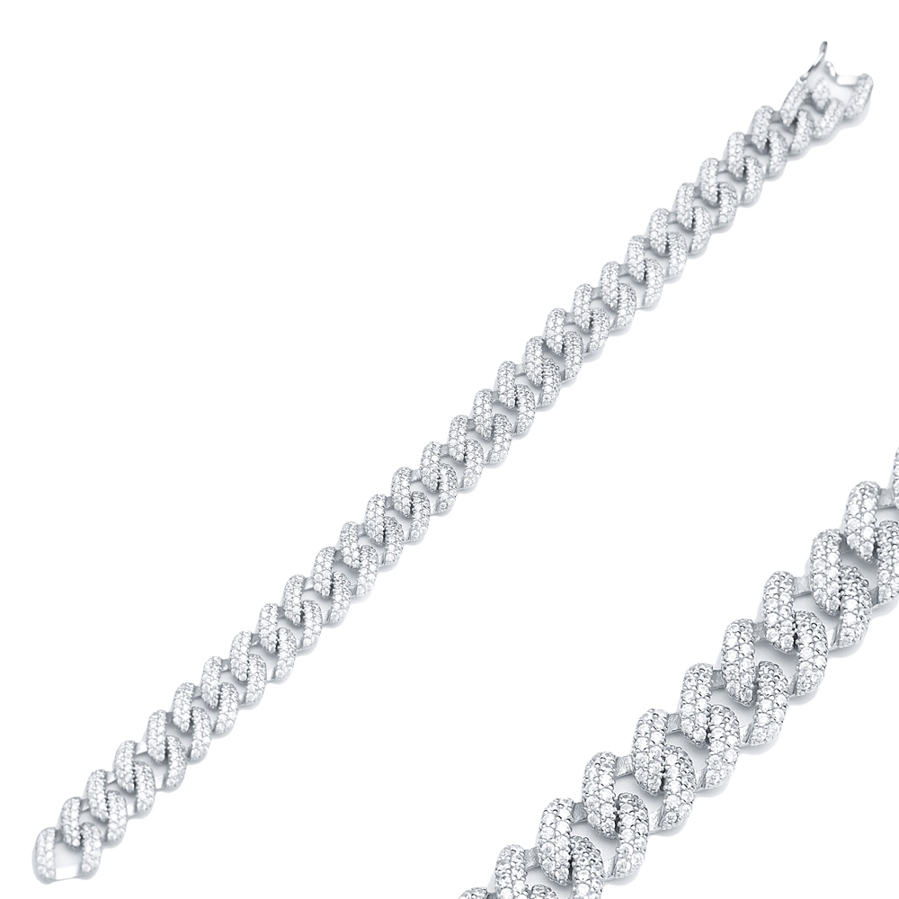 Elegant Trendy Chain Charm Zircon Bracelet Wholesale Turkish 925 Sterling Silver Jewelry