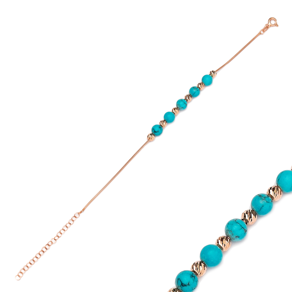 Minimalist Blue Ball Design Charm Bracelet Wholesale 925 Sterling Silver Jewelry