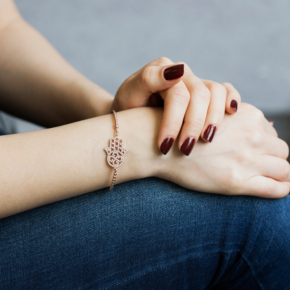 925 Sterling Silver Delicate Hamsa Bracelet